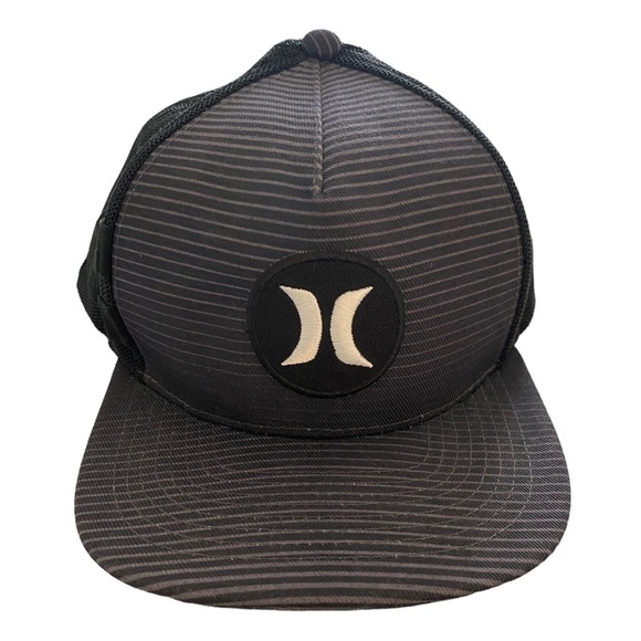 HURLEY Gray Striped Hat Snapback Adjustable Cap One Size Fits Most - Picture 1 of 7